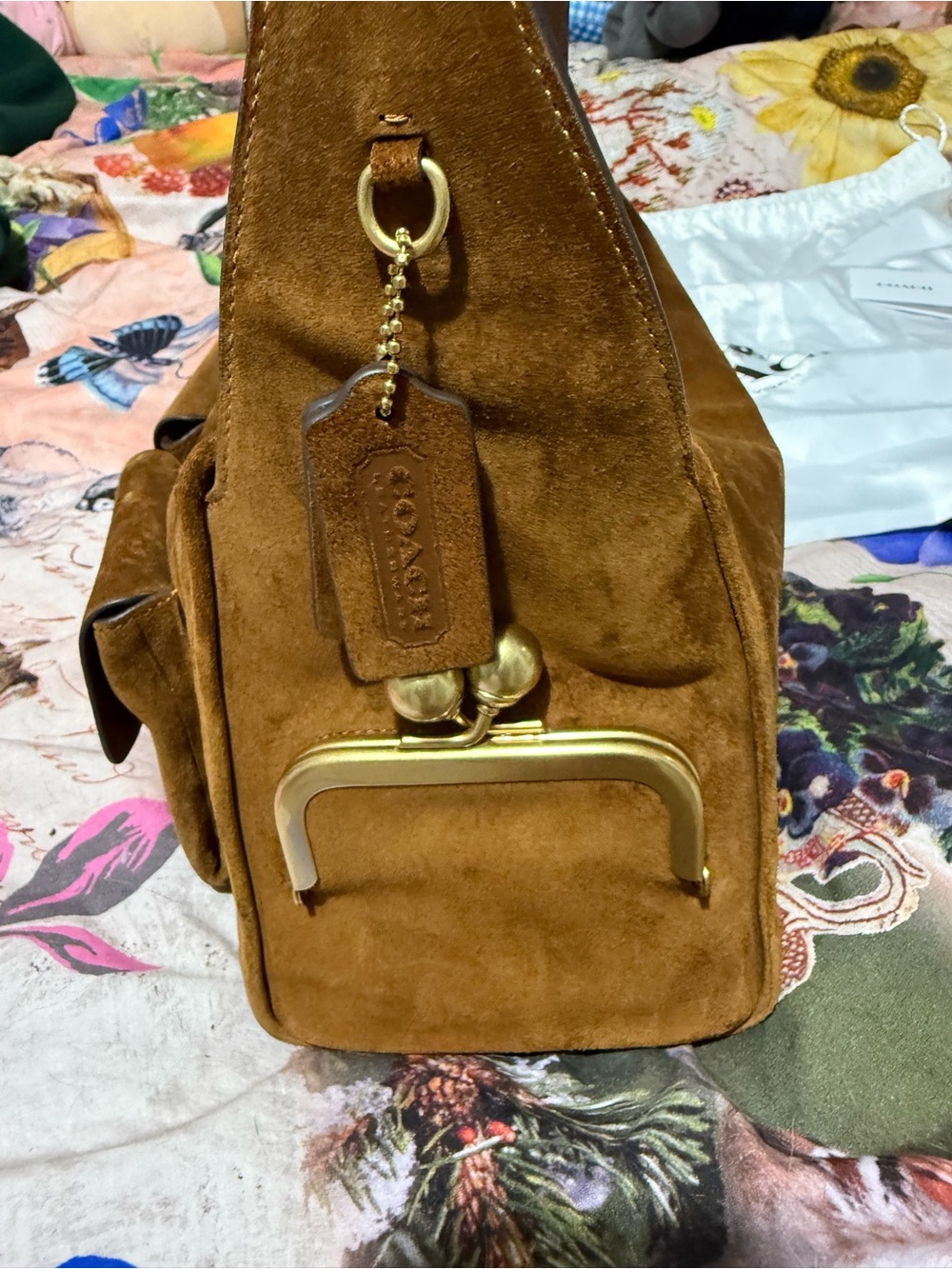 The Coach Originals Turnlock Haversack Suede Shoulder Bag - Picture 7 of 11